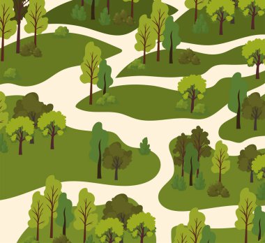 Ağaçların ve yolların manzarası