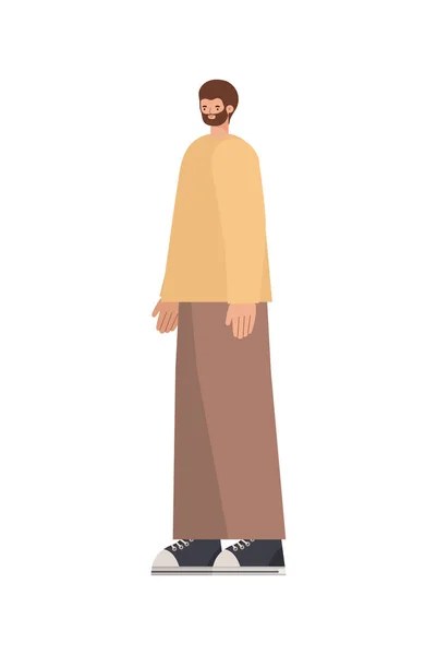 Homme avec un pantalon brun sur fond blanc — Image vectorielle