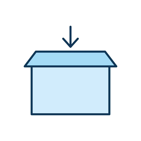 Boîte d'emballage bleu clair avec une flèche — Image vectorielle