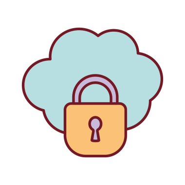 Beyaz arkaplanda asma kilitli bir bulut