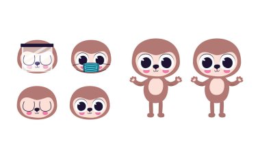 Sevimli tembel hayvan etiketleri.