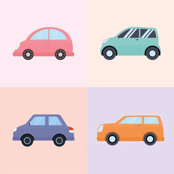 Conjunto de cuatro iconos de coche — Vector de stock