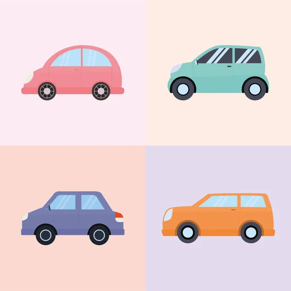 Set of four car icons — Stock Vector