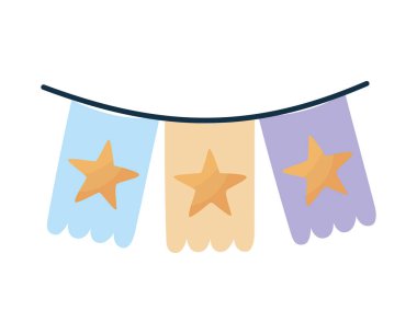 Beyaz arka planda yıldızlı çelenk