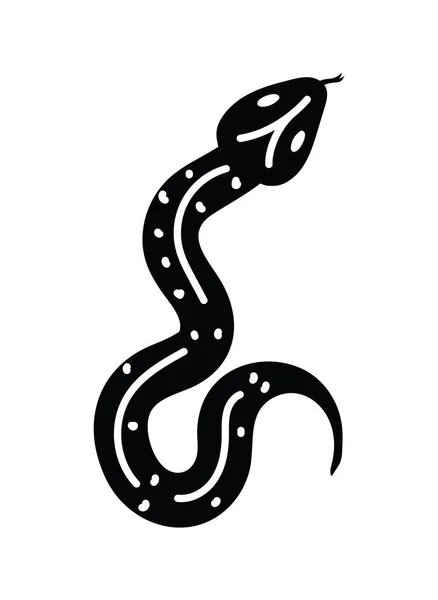 Tatouage minimaliste d'un serpent sur un fond blanc — Image vectorielle