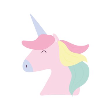 Beyaz arkaplanda tek boynuzlu at