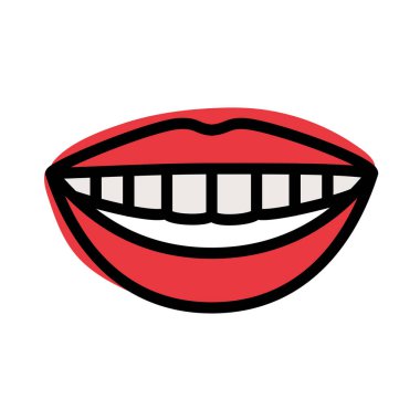 kırmızı ağız gülümsüyor