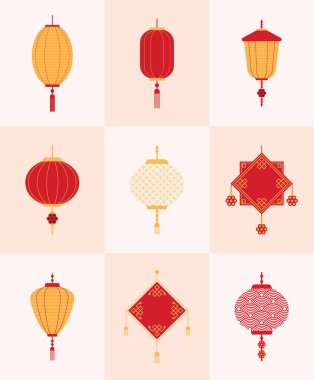 Dokuz Çin lambası.