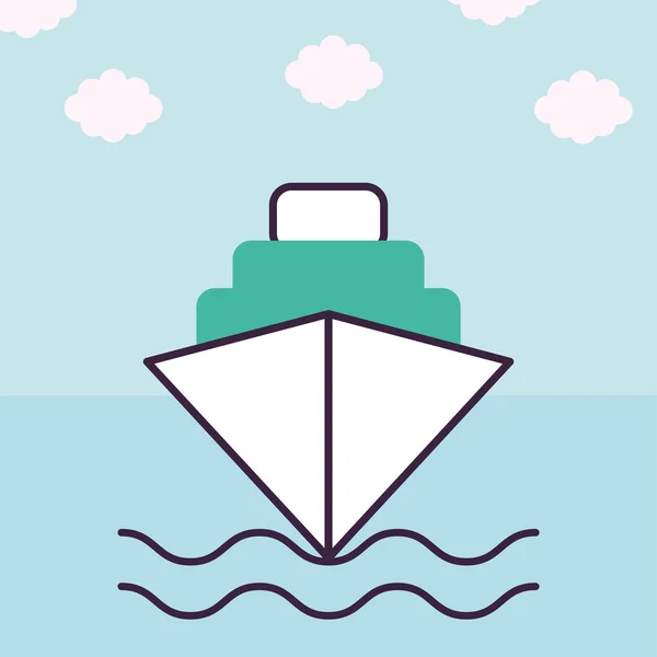 Diseño de barco verde — Vector de stock