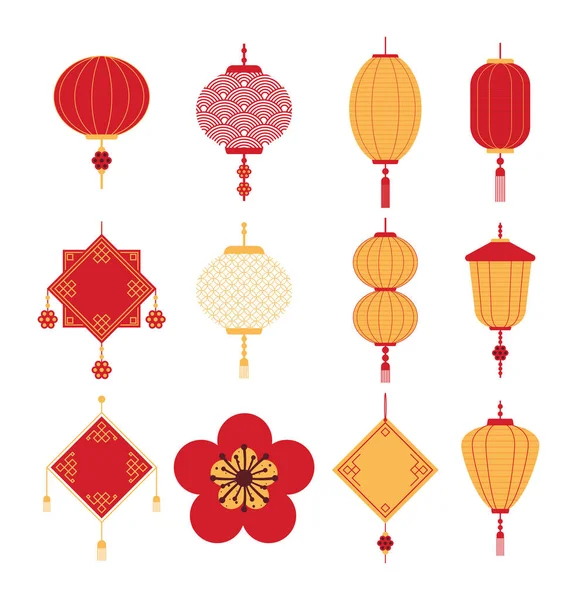 Ornamentos chineses desenhos — Vetor de Stock