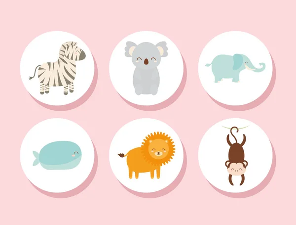 Six bébés animaux — Image vectorielle