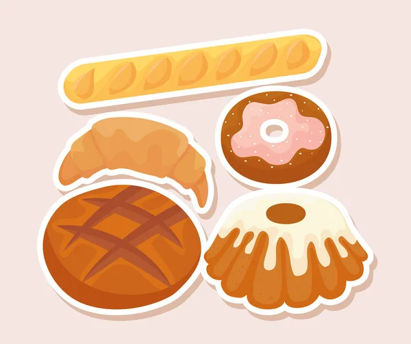 Bakery food illustrations — Stock Vector