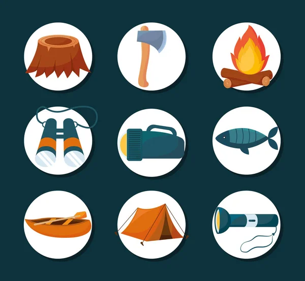 Camping pictogrammen pack — Stockvector