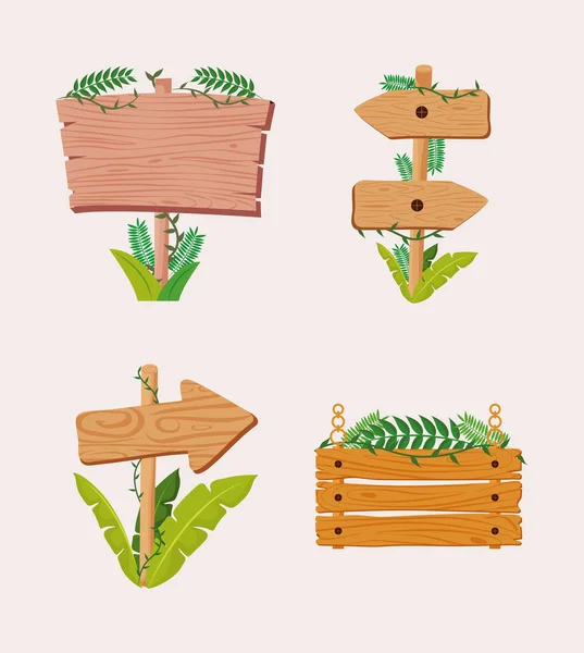 Quatre panneaux en bois — Image vectorielle