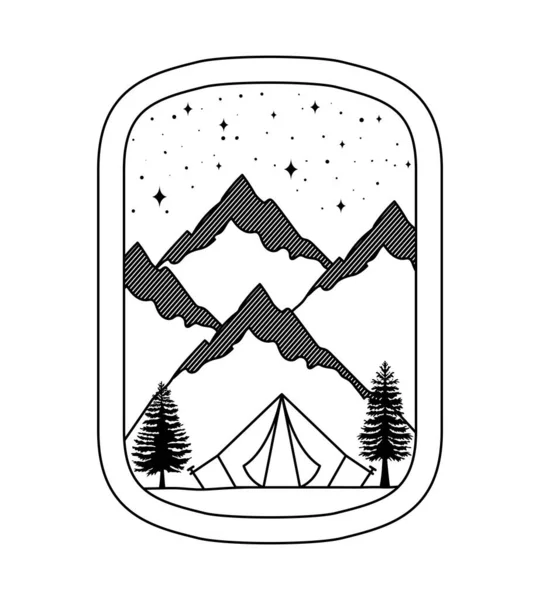 Landschap silhouet badge — Stockvector