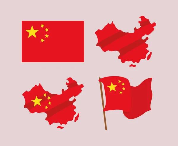 Návrhy čínských vlajek — Stockový vektor