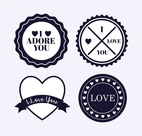 Four love seals — Stock Vector