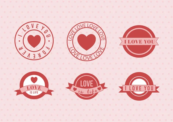 六枚爱情邮票 — 图库矢量图片