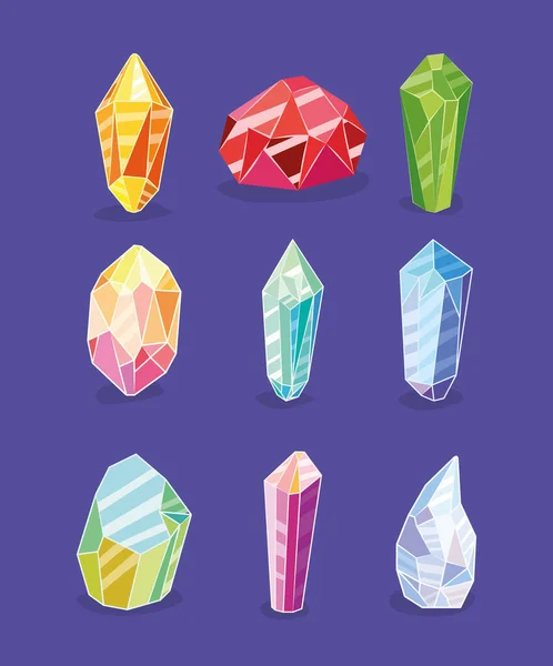 Набор значков кристаллов — стоковый вектор
