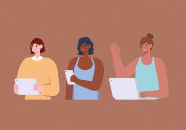 Üç çalışan kadın.