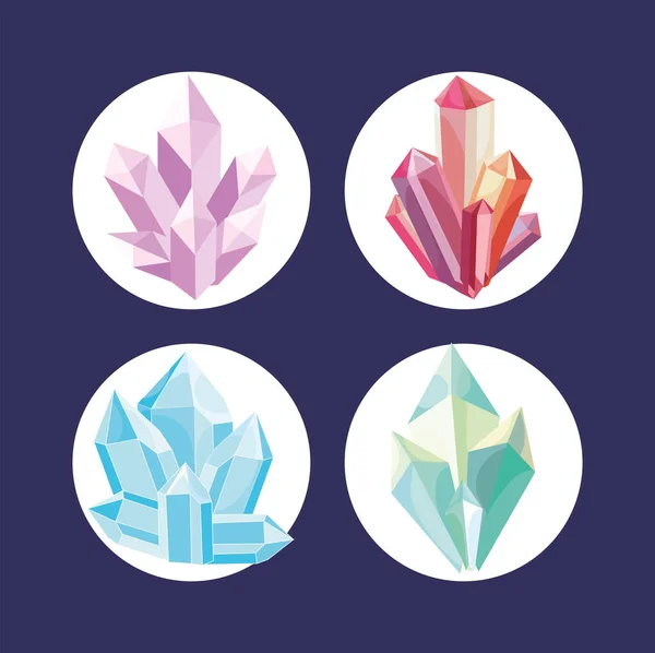 Vier Kristalldesigns — Stockvektor