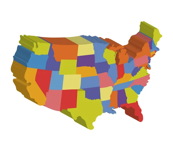 3d карта США — стоковий вектор