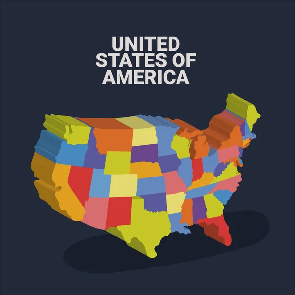 3d usa mapa — Vector de stock