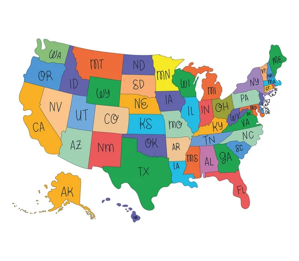 Карта США зі штатами — стоковий вектор