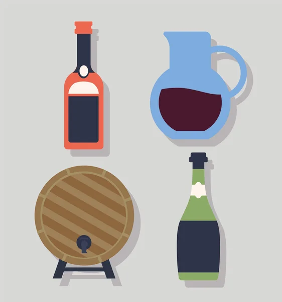 Quatre articles de vin — Image vectorielle