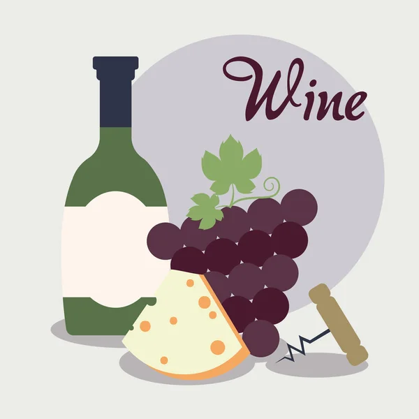 Tarjeta de iconos de vino — Vector de stock