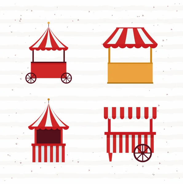 Six carnival tents — Stock Vector