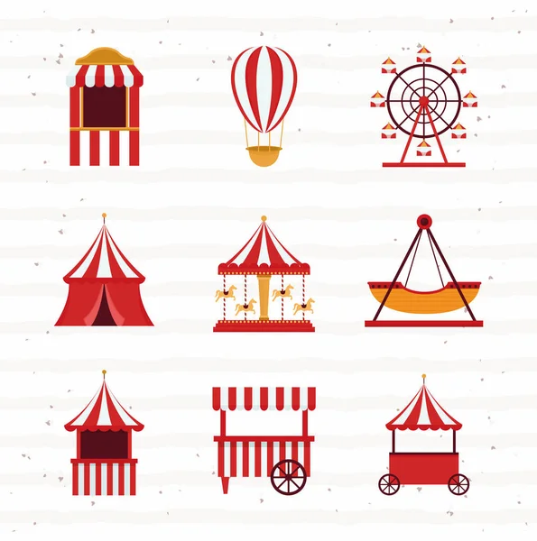 Nine carnival items — Stock Vector