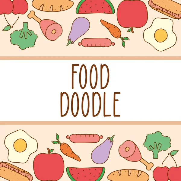 Doodle food banner — Stock Vector