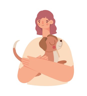 kadın ve yavru köpek