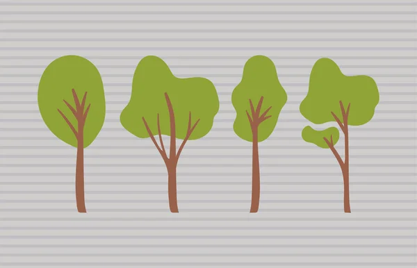 4本のきれいな木 — ストックベクタ