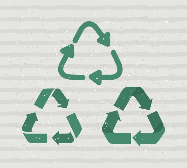 Tres símbolos de reciclaje — Vector de stock