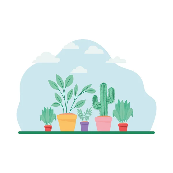 Planten op potten — Stockvector