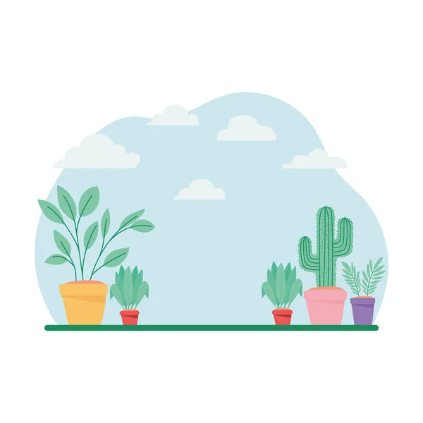 Planten in potten — Stockvector