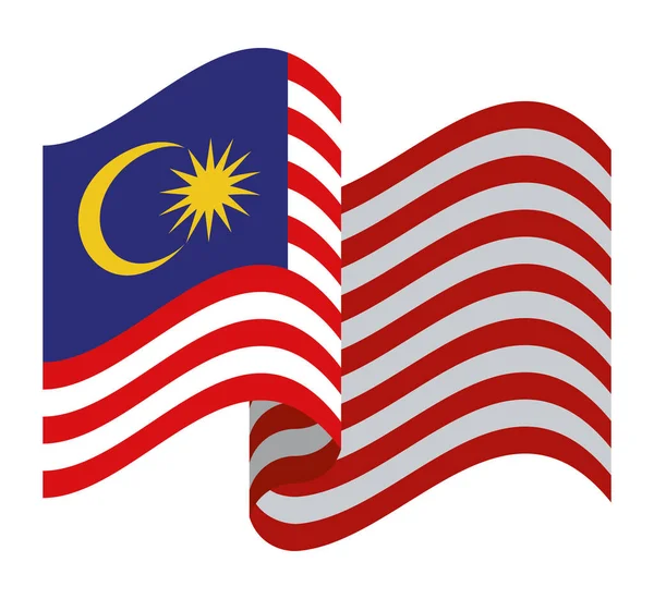 Desain bendera malaysia yang dilambaikan - Stok Vektor