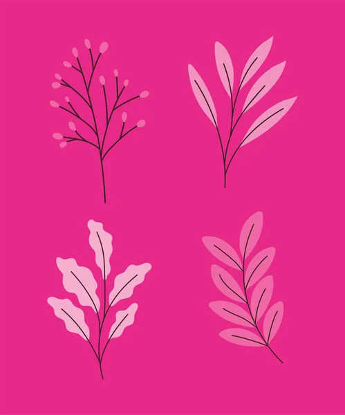 Quatro plantas rosa —  Vetores de Stock