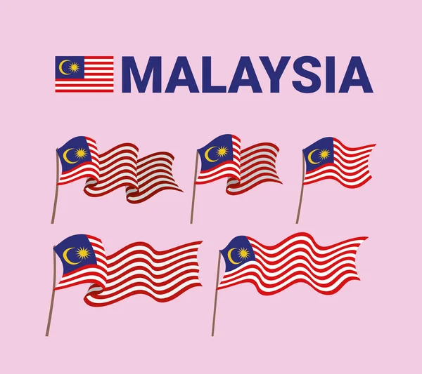 Lima bendera malaysia - Stok Vektor