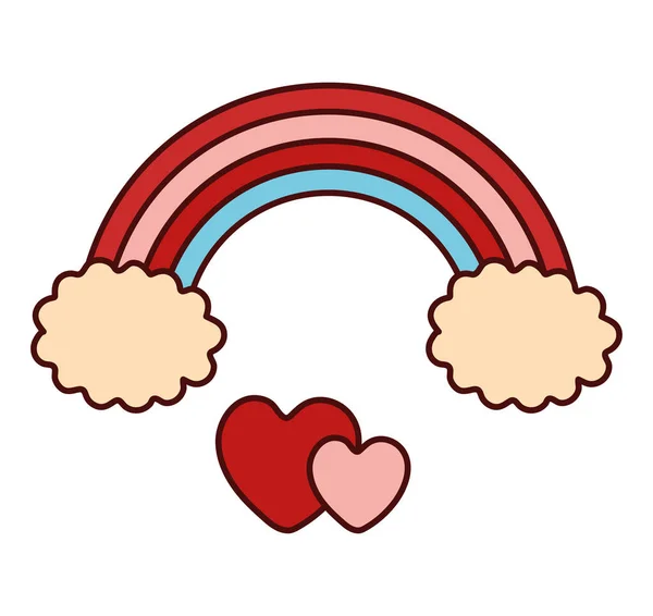 Rainbow and hearts — Stock Vector