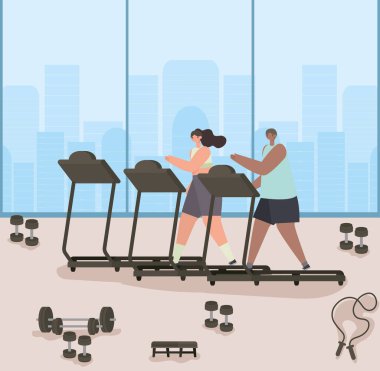 Koşu bandındaki insanlar