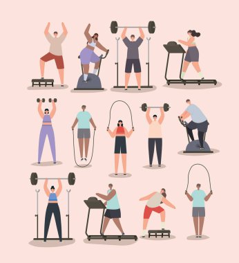 Spor salonu insanları grubu