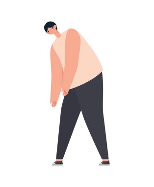 Yakışıklı adam geriniyor.