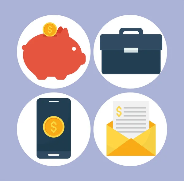 Quatre postes de finances personnelles — Image vectorielle