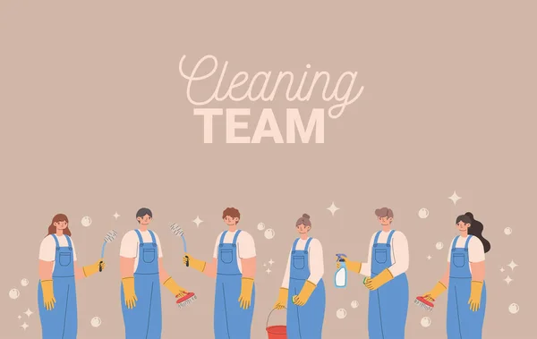Tarjeta del equipo de limpieza — Archivo Imágenes Vectoriales