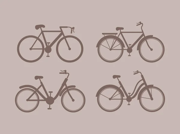 Cuatro siluetas de bicicleta lindo — Vector de stock