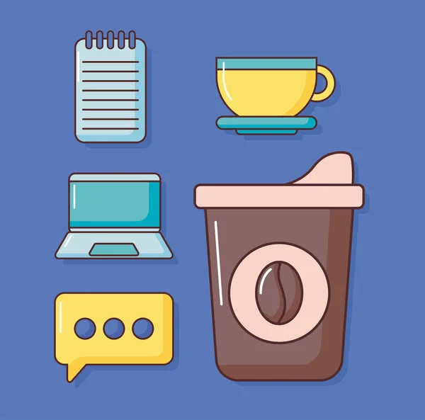 Vijf koffie-items — Stockvector