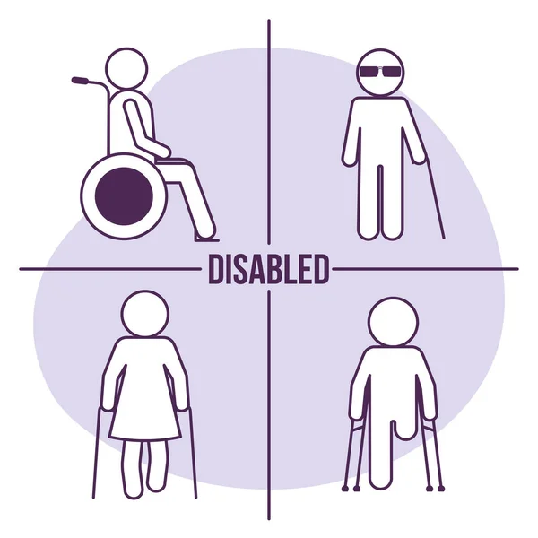 Quatre symboles d'accessibilité handicapés — Image vectorielle